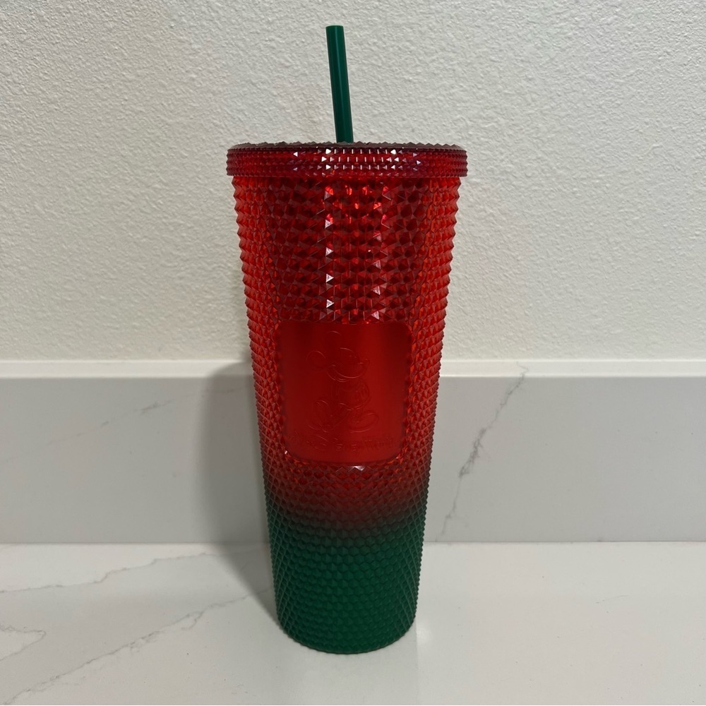NIB Walt Disney World Starbucks Mickey Holiday Christmas Tumblers w/ Lid & Straw